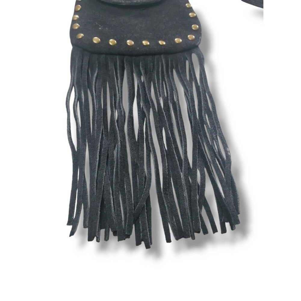 Vintage Gianni Black Vegan Suede Fringe MicroMini Shoulder Crossbody Western Bag - Picture 4 of 16